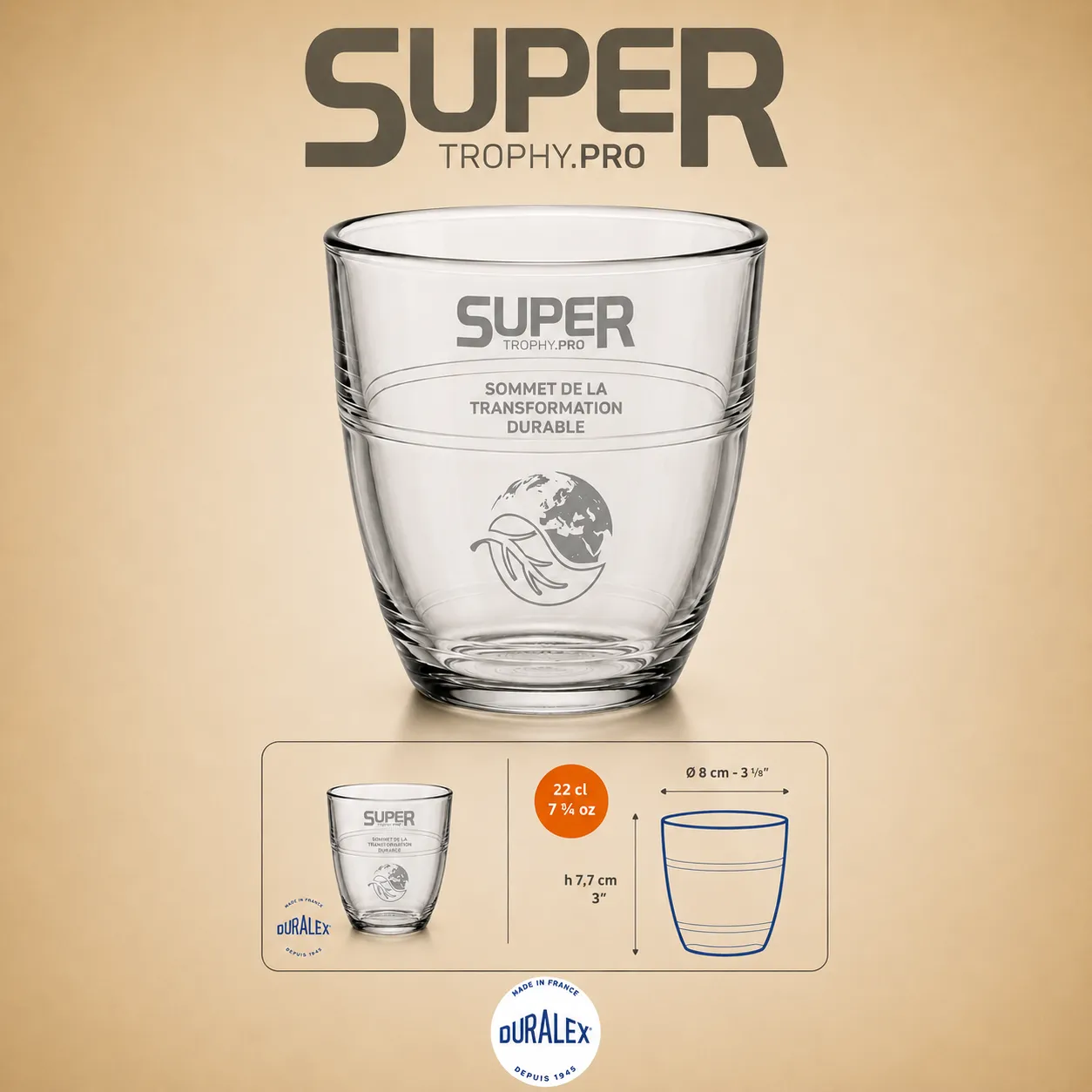 Verre Duralex Gigogne 22 cl personnalisé
