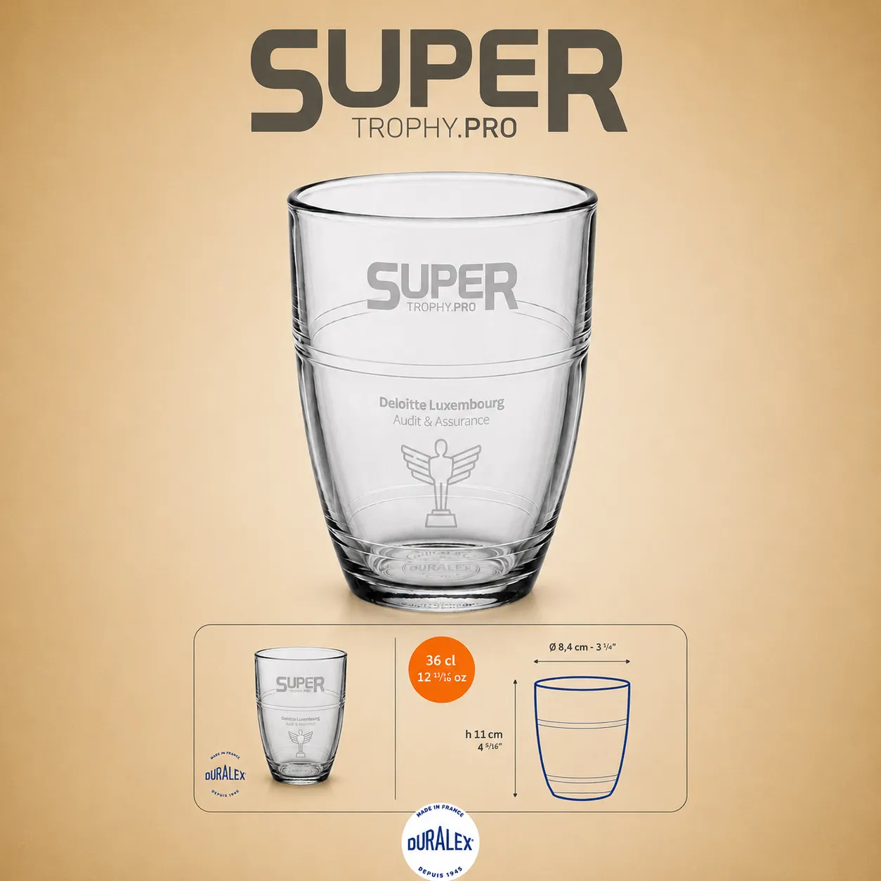 Verre Duralex Gigogne 36 cl personnalisé