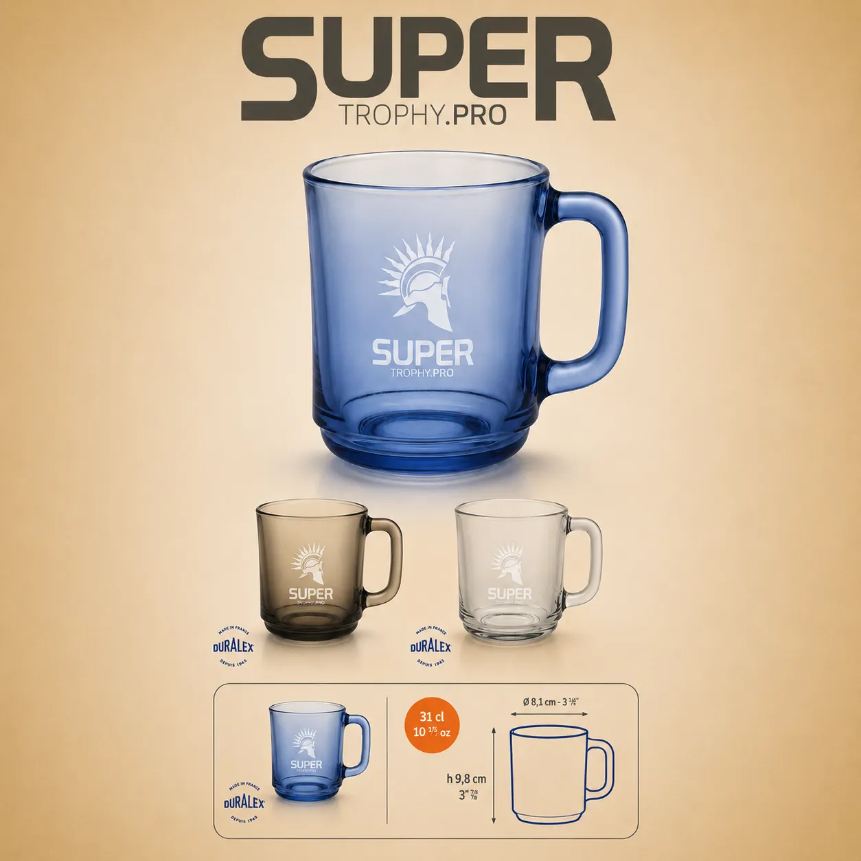 Tasse en verre Duralex Lys 31 cl personnalisée