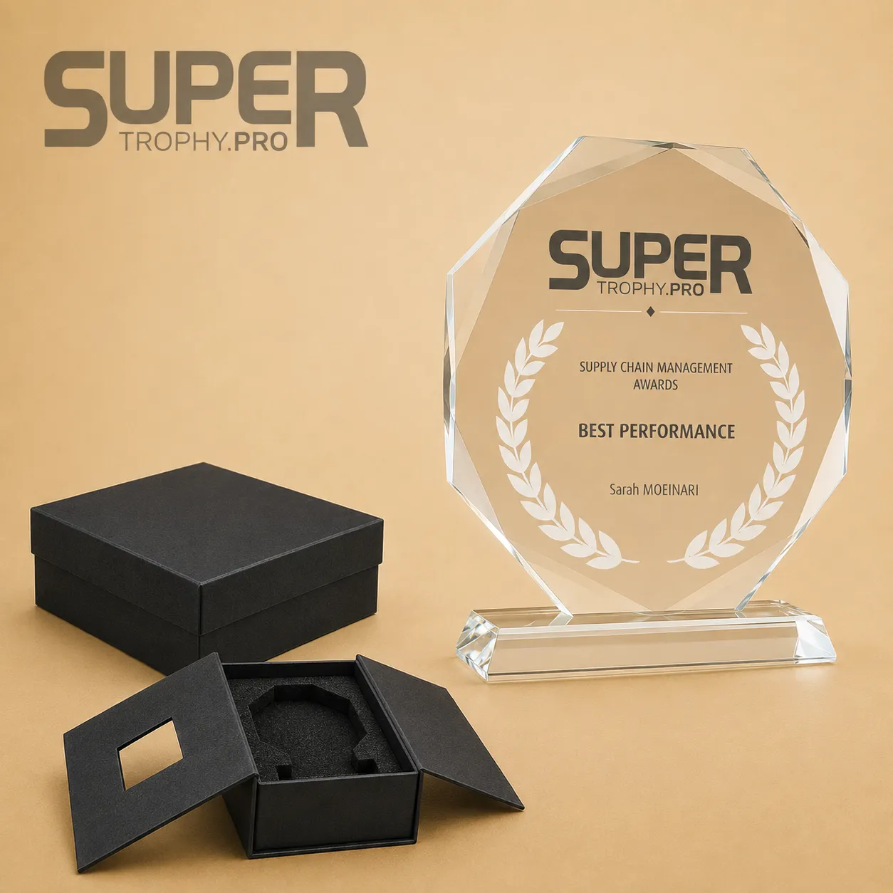 Trophée Sunflower en verre personnalisé