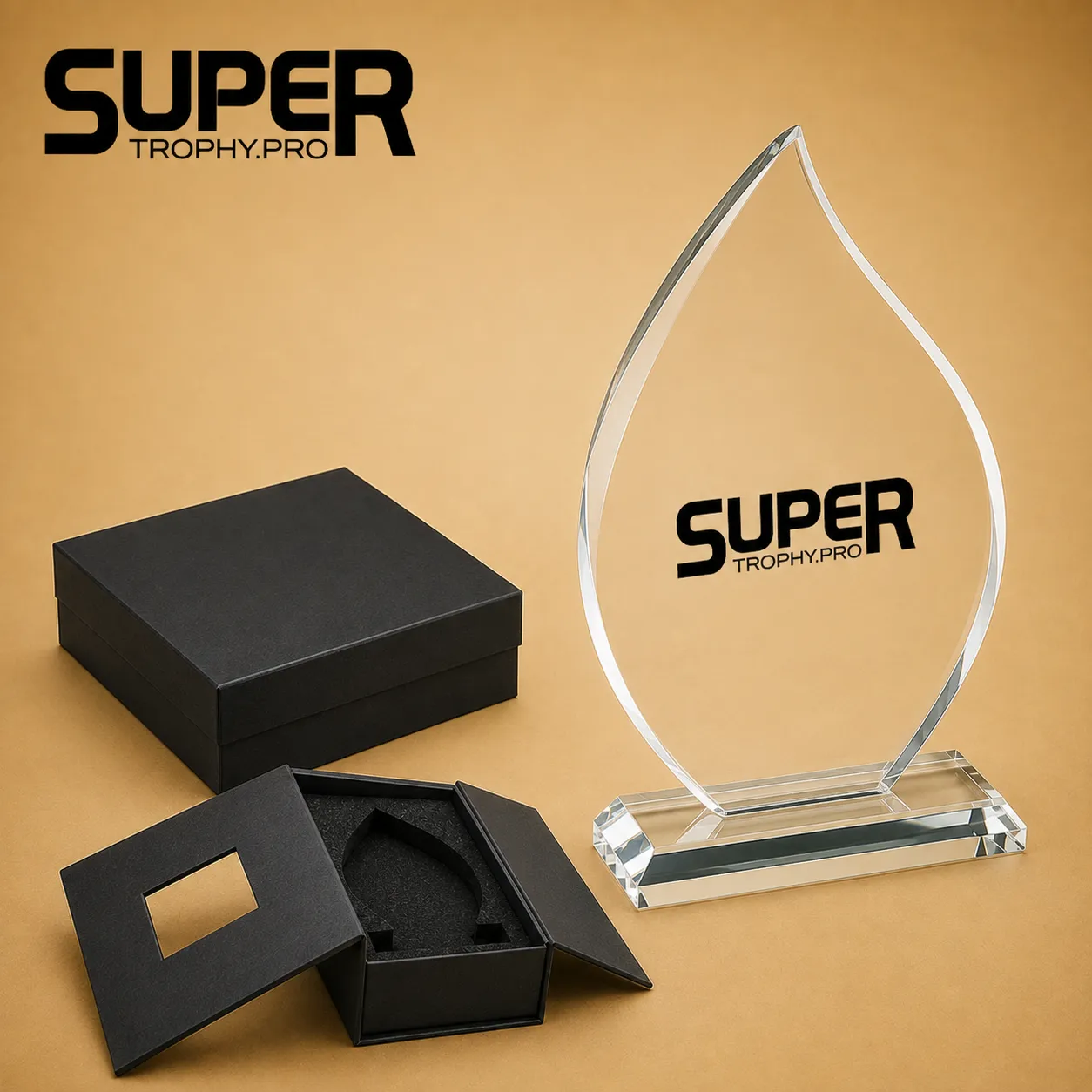 Trophée Flamme en verre personnalisé