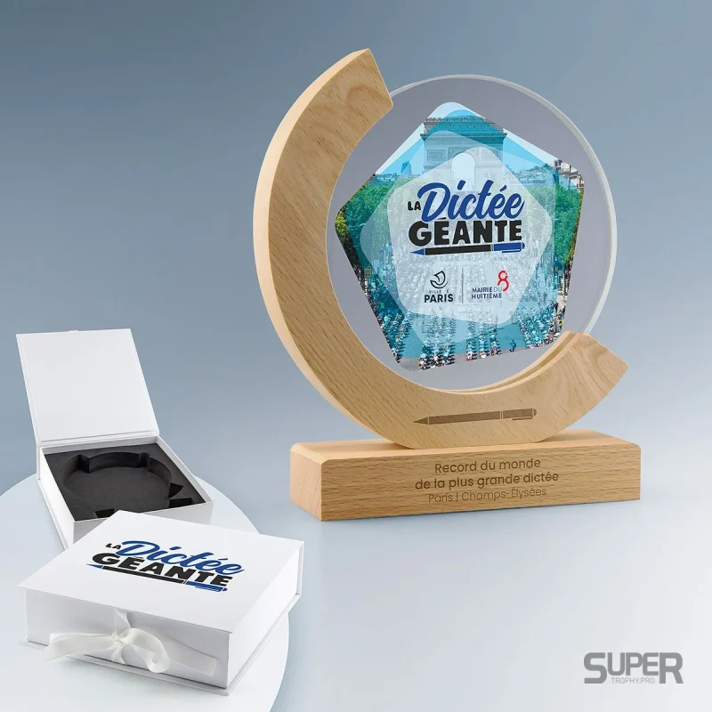 Trophée Bi-Matière Bois & Verre personnalisé