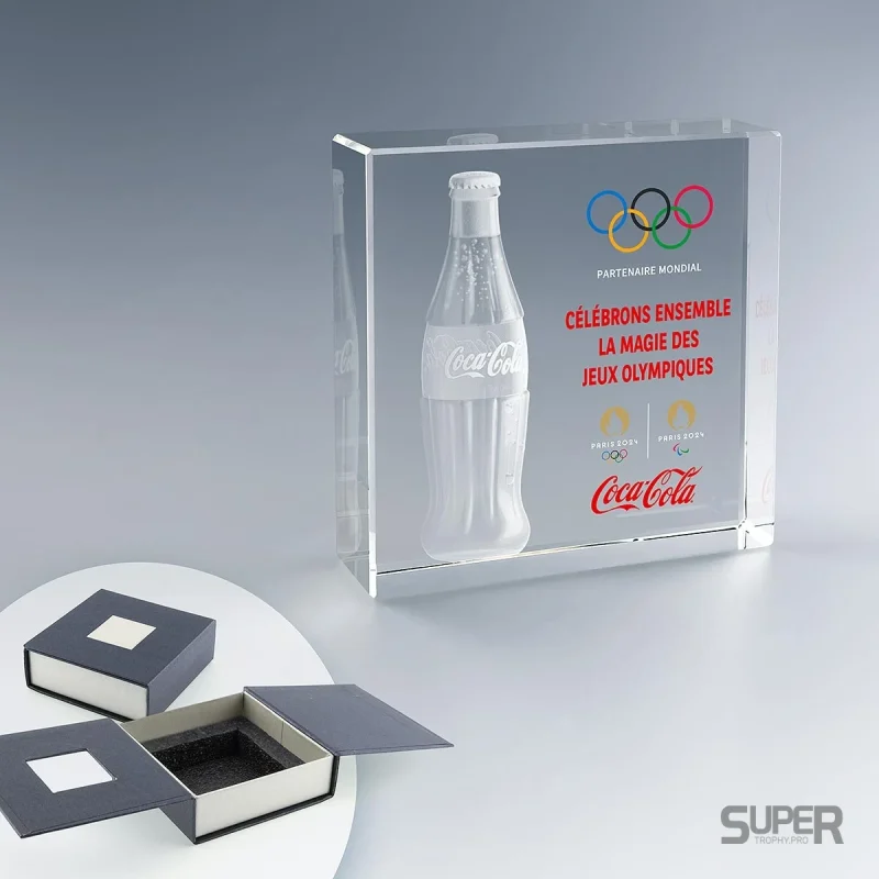 Trophée Carré en verre personnalisé