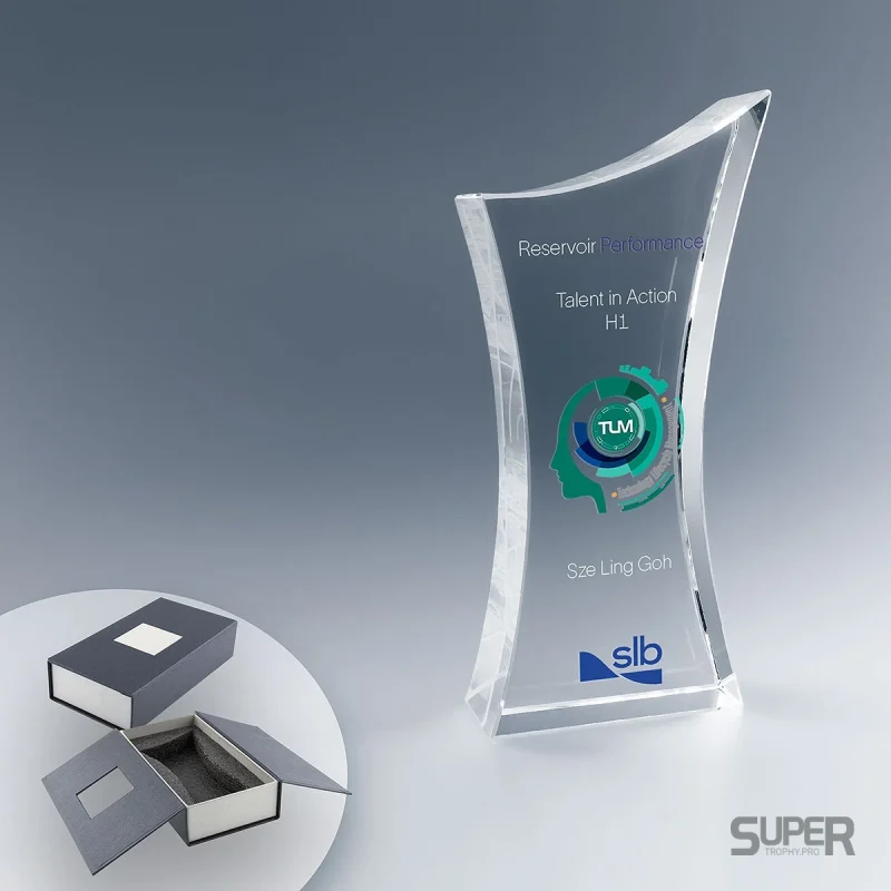 Trophée Élégance en verre personnalisé
