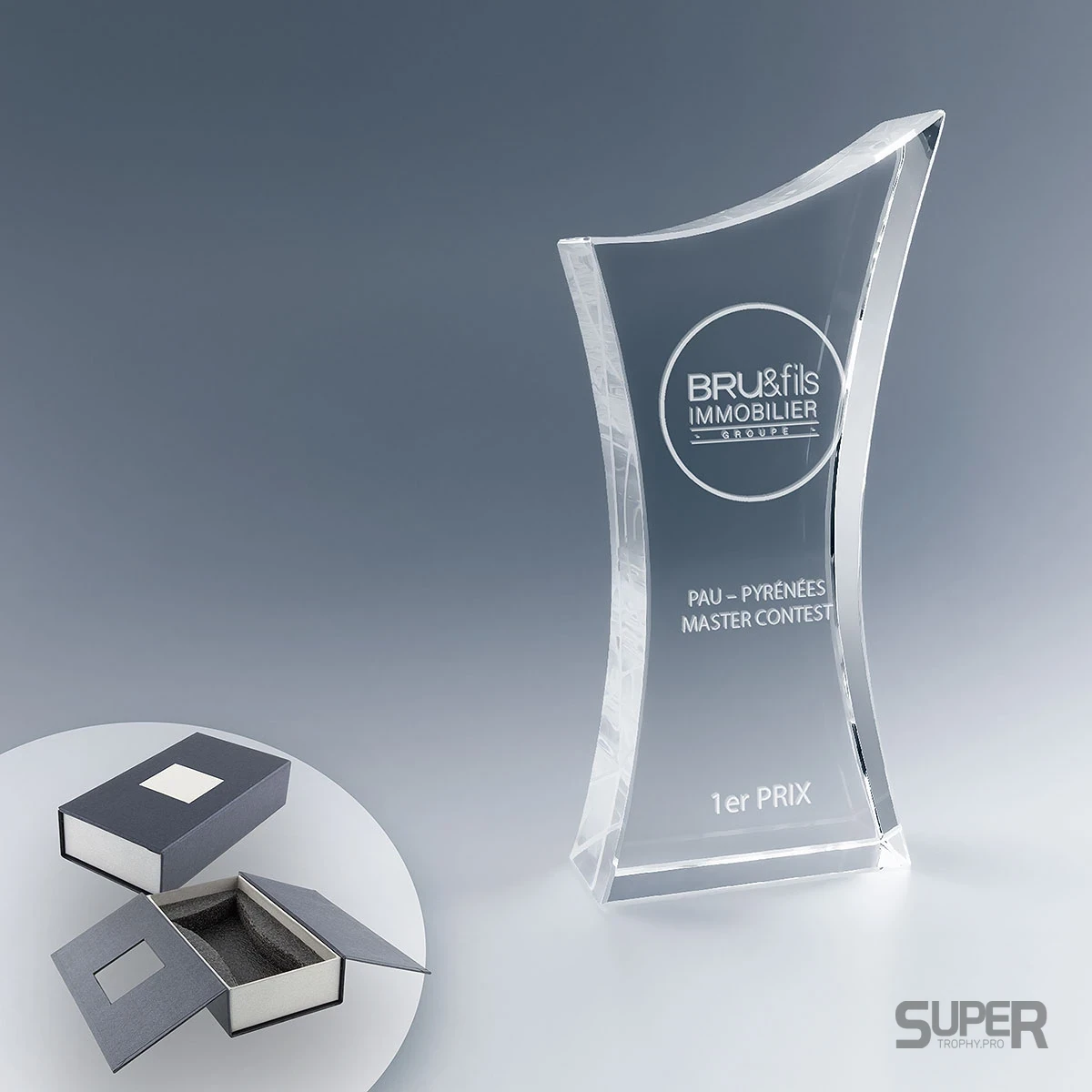 Trophée Élégance en verre personnalisé