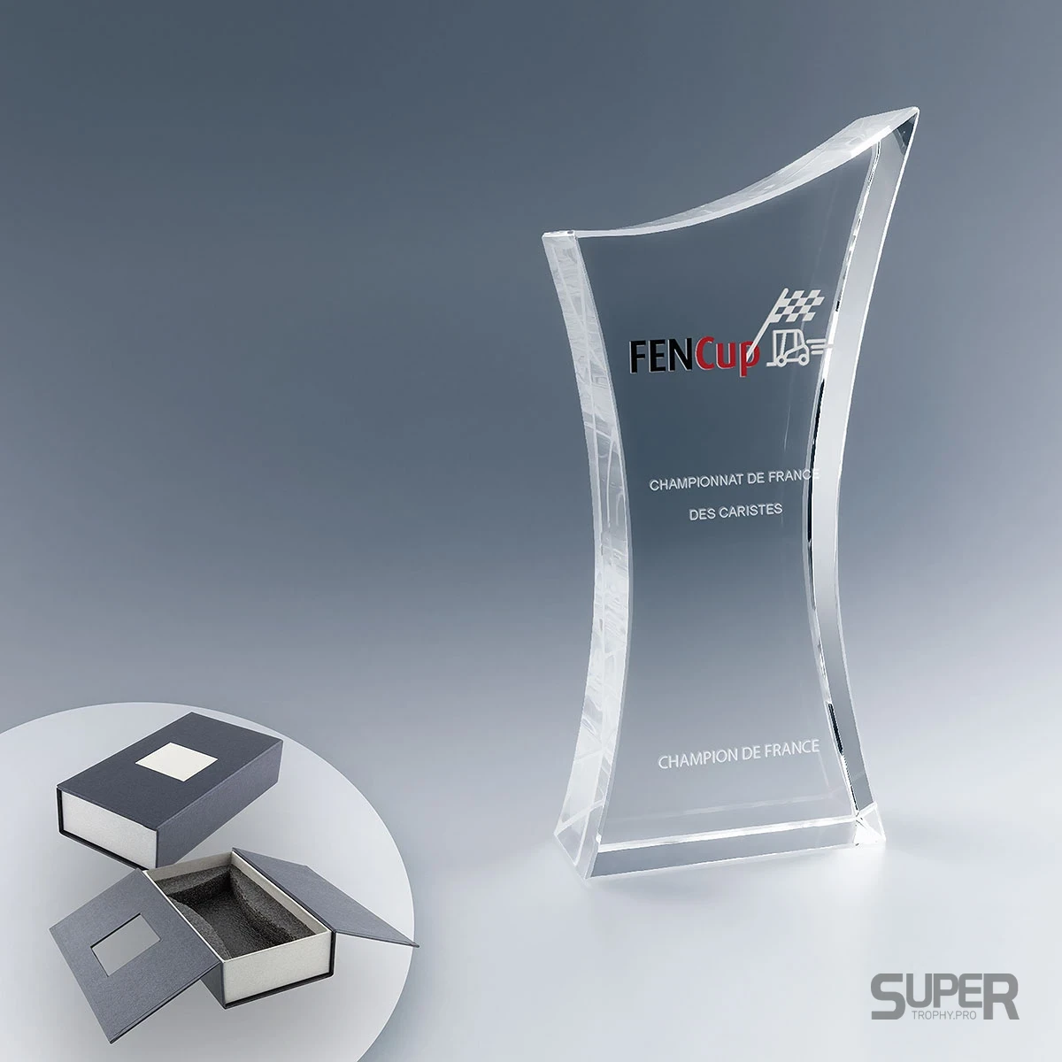 Trophée Élégance en verre personnalisé