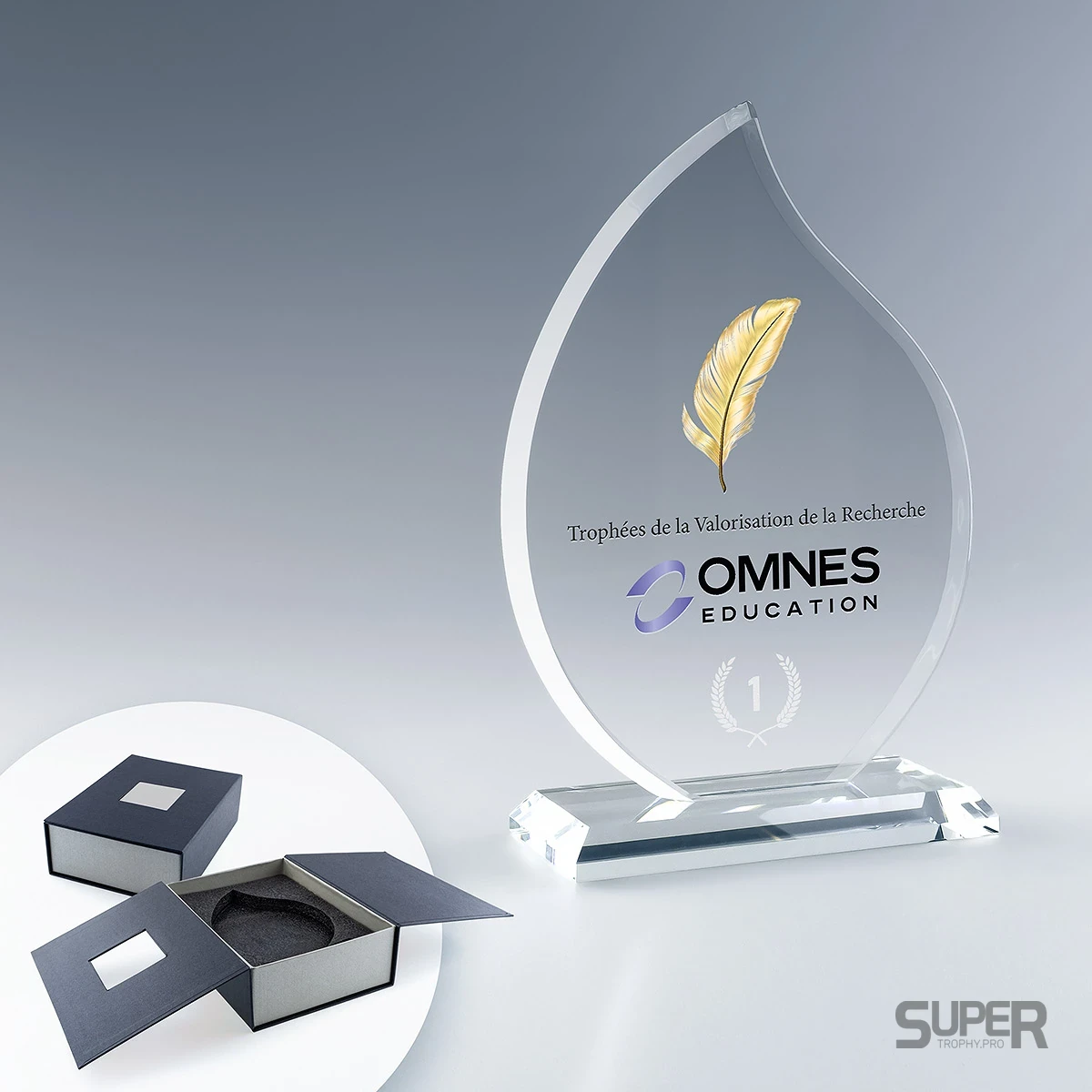 Trophée Flamme en verre personnalisé