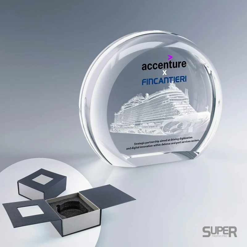 Trophée Rond TR186 en verre personnalisé