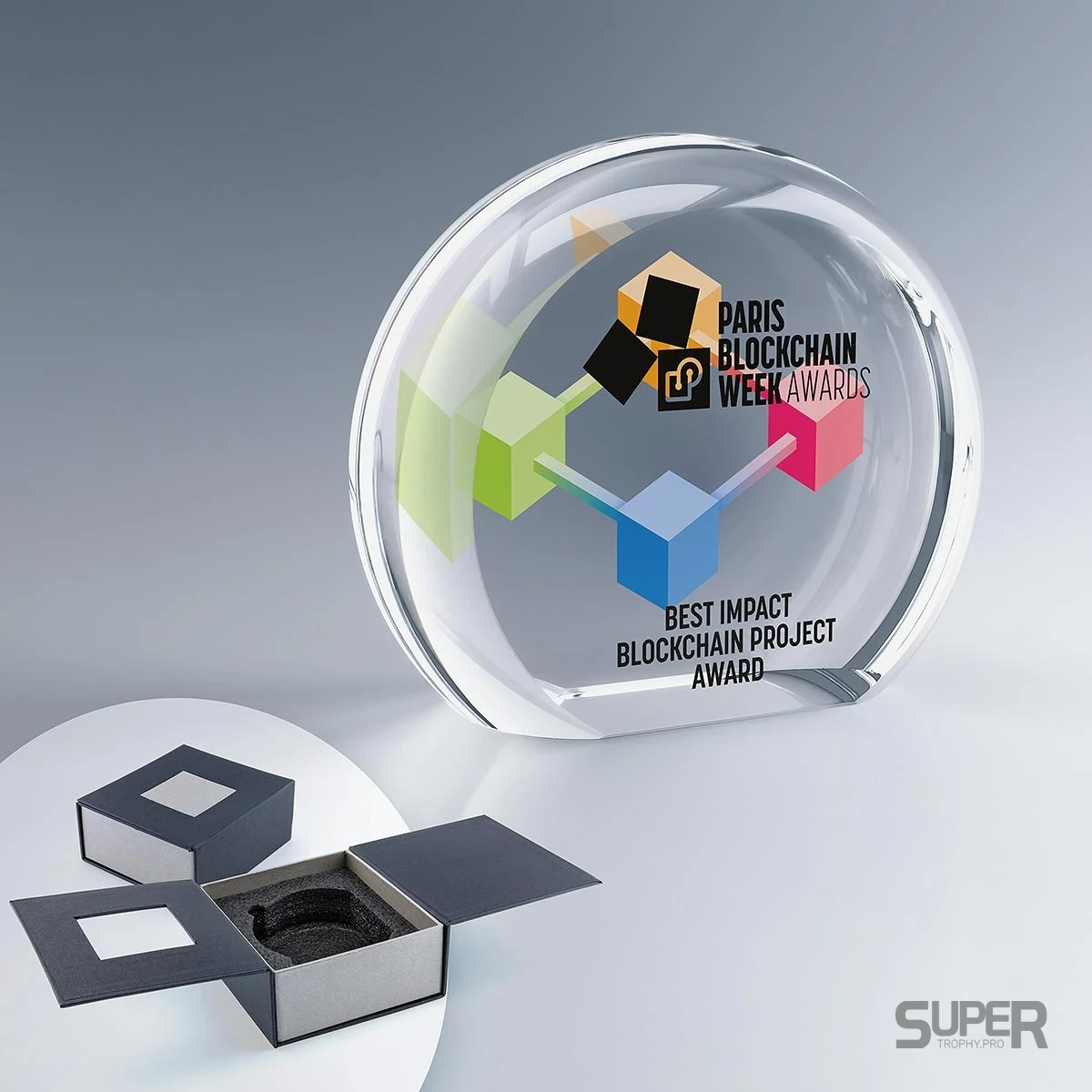 Trophée Rond TR186 en verre personnalisé