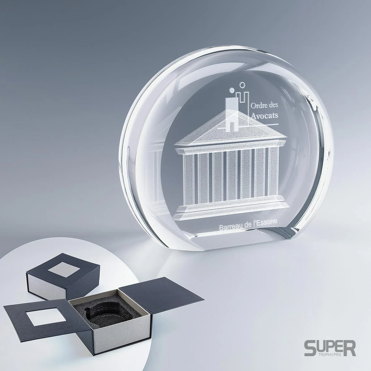Trophée Rond TR186 en verre personnalisé