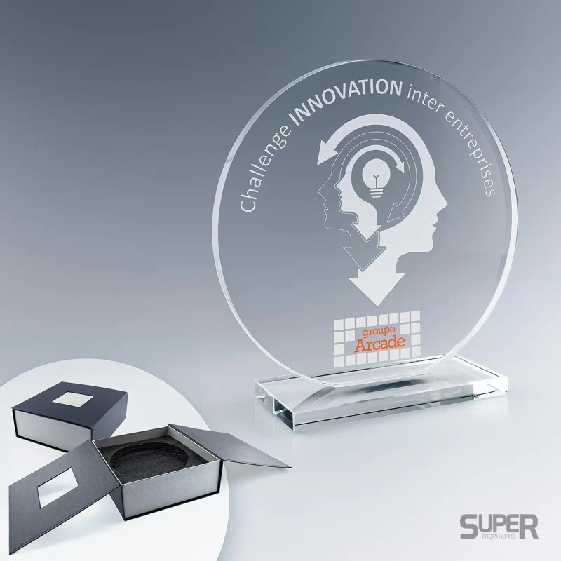 Trophée Rond en verre personnalisé