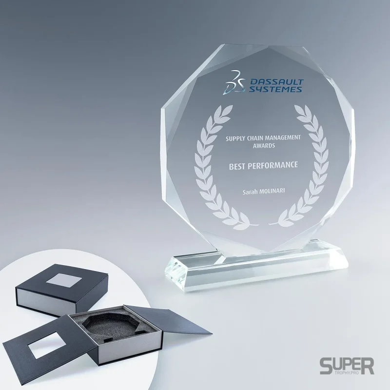 Trophée Sunflower en verre personnalisé
