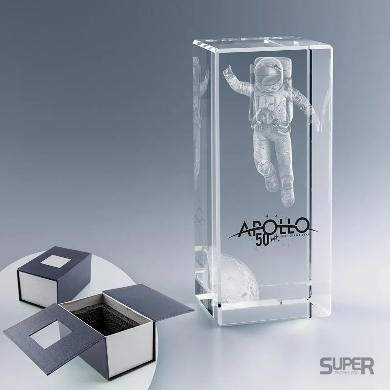 Trophée rectangle en verre 18×8 cm personnalisé