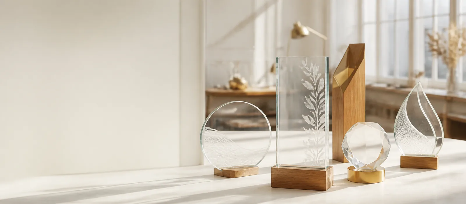 Trophées en verre gravés fabriqués à Paris